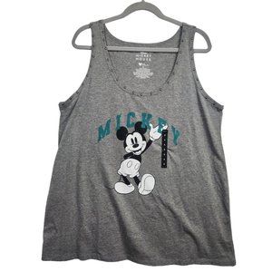 Torrid Mickey Mouse Classic Fit Studded Gray Crew Neck Tank Top Sz 2 (2X…